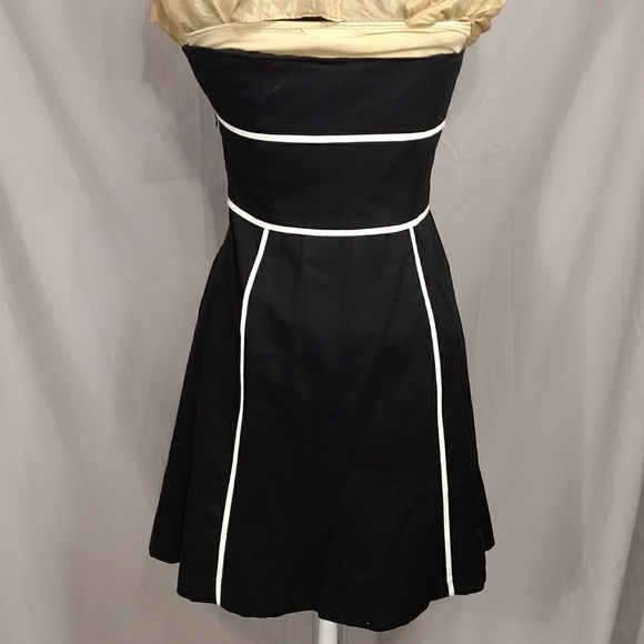 Black & White Strapless Mini Dress Flirty Sundress Mrk6P fits like 4 Quality NWT - Picture 4 of 8
